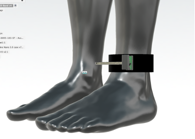 CAD visual of ankle monitor on foot
