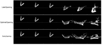 High-speed sequences of late, optimal, and early opening cavity formation